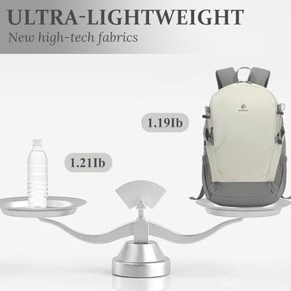 Hiking Backpack for Men Women, 25L Lightweight Travel Backpack Camping Daypack for Outdoors - color: White & Grey