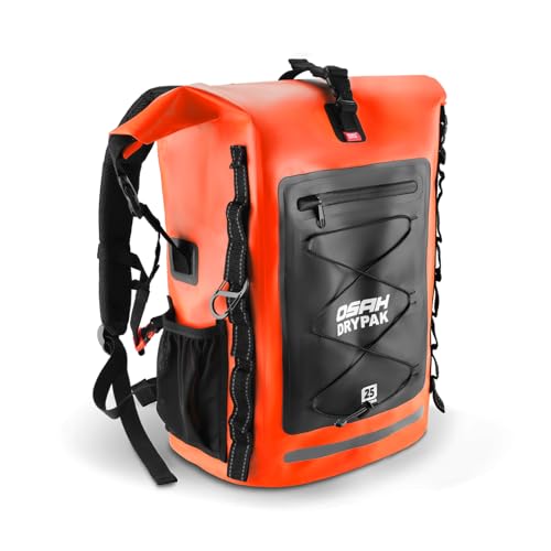 OSAH DRYPAK Waterproof Backpack Dry Bag 25L/35L/55L/85L – Heavy Duty Roll-Top Hiking Backpack Sack Keeps Gear Dry for Travel, Kayaking, Boating, Camping, Rafting and Fishing - color: Orange, size: 25L