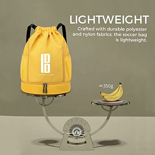 brooman Youth Soccer Bags Boys Girls Backpack for Soccer Basketball Volleyball & Football with Ball Compartment - color: Yellow