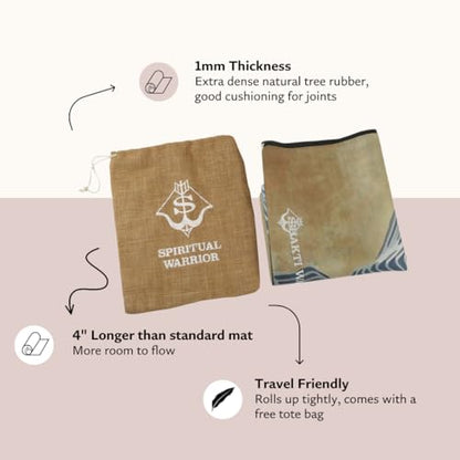 Shakti Warrior Natural Rubber Foldable Travel Yoga mat - Premium Printed Natural Eco-friendly Non-Slip Mat Great for Hot Yoga, Pilates, Workouts ( 72 inch x 24 inch x 1mm thick ) Wanderlust - Travel Edition