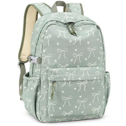 LOIDOU Girls Backpack for Kids Cute School Bookbag - color: Sage Green, size: L-17"