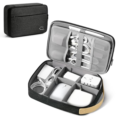 Travelkin Large Cord Organizer Travel, Electronic Organizer Travel Case, Expandable Cable Organizer Bag For Cords, Chargers Phone, Usbs, Tablet (Up to 10"), SD Card (Black) - color: Black, size: Large