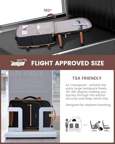 LOVEVOOK 40L Travel Backpack for Women & Men, Airline Approved Carry On Luggage with 3 Packing Cubes, TSA Overnight Bags, Waterproof Personal Item Bag, Weekender Essentials Backpacks fits 17" Laptop - color: Black-brown, size: Large