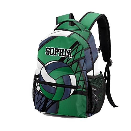Personalized Custom Volleyball Green Black Backpack Lightweight Travel Hiking Causual Bag With Name - color: Design 2