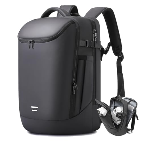 TANGCORLE Travel Carry on Backpack Expandable Flight Approved Backpacks 17.3 inch Laptop Business Back Pack for Women Men - color: Black-a40l
