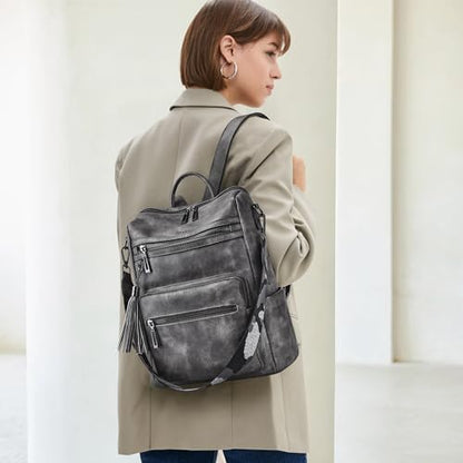Shrrie Backpack Purse for Women Leather Backpack Fashion Designer Travel Backpack Convertible Shoulder Bag - color: 2-2-two-toned Dark Gray