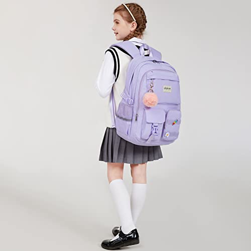 abshoo Big Student Laptop Backpack For College Women Middle High School Teen Girls Bookbag Travel Daypack (Purple) - color: Purple