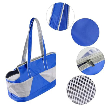 Pet Dog Purse Carrier Breathable Mesh Pets Puppy Cat Travel Outing Tote Bag Portable Cat Sling Carrier Transporter Tote Handbag Lightweight Dog Carrier Shoulder Bag with Thicken Bags Base - color: dark blue