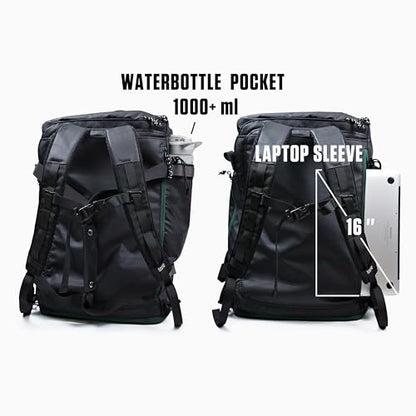 Utility Duffle Bag 40L, Convertible Backpack for Travel, Gym & Commute, Water Repellent - color: Black Stealth