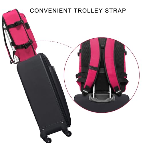 Travel Backpack 17L Lightweight Casual Small Carry-on Daypack 15-inch Laptop Notebook, Underseat Overnight Weekender, Rasberry - color: Rasberry