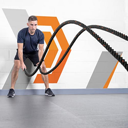 METIS Battle Ropes – Durable Fitness Ropes for Strength Training, 30ft/40ft/50ft Options – Ideal for Home Workouts & Gyms with Anti-Fray Handles - size: 40ft, style: 1.5 inch