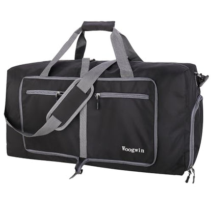 Woogwin Travel Duffel Bag Large Foldable Waterproof Overnight Bag for Beach Swim Bags Pool Sports Gym - color: 60L SnowBlack