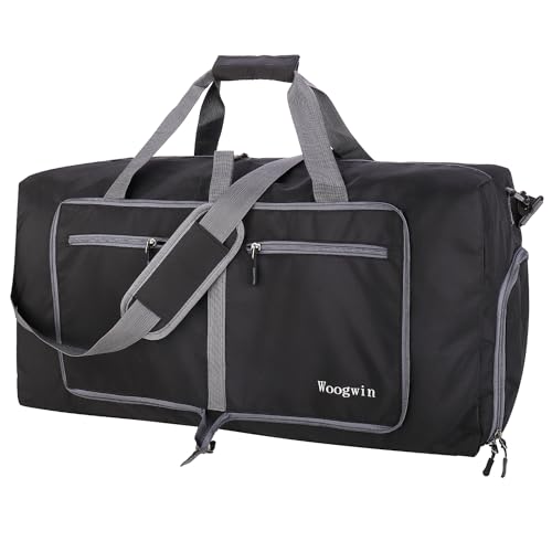 Woogwin Travel Duffel Bag Large Foldable Waterproof Overnight Bag for Beach Swim Bags Pool Sports Gym - color: 60L SnowBlack