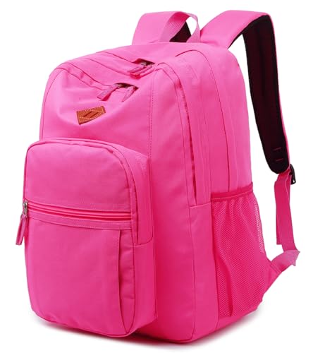abshoo Girls Solid Color Backpack For College Women Water Resistant School Bag (HotPink) - color: Hotpink, size: 16.5 Inc