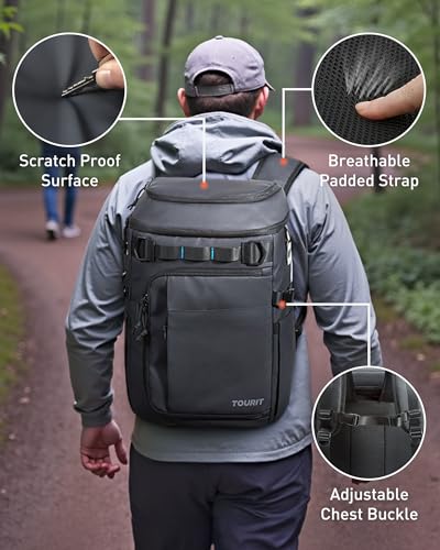 TOURIT Cooler Backpack 32 Cans Large Capacity Insulated Backpack Cooler Bag for Men Women to Picnic, Hiking - color: Light Gray