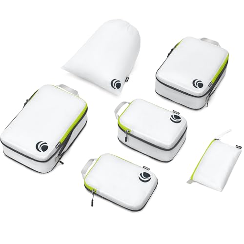 Cipway Compression Packing Cubes Set, Ultralight Expandable Travel Packing Organizers for Carry on Luggage (White 6pcs) - color: White, size: 6PCS