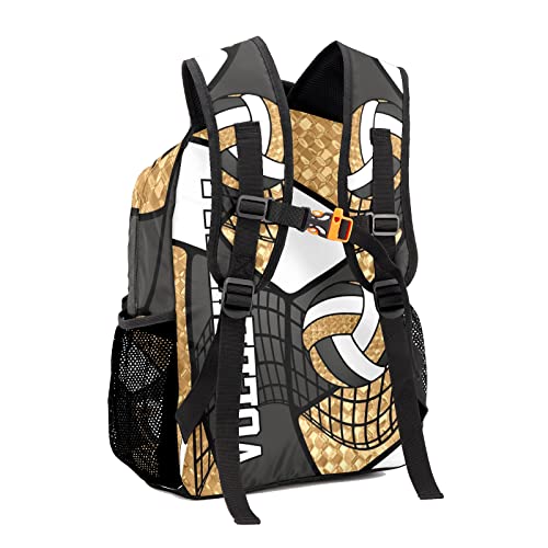 Personalized Sport Volleyball Gold Print Waterproof Backpack with Name Text for Women Men Gift - color: Backpack 14