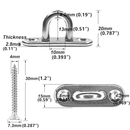 8Pcs 304 Stainless Steel 1.8 inch Pad Eye Hooks and 8Pcs 304 Stainless Steel Snap Hooks,Screw Ceiling Hook,Shade Sail Hardware,Outdoors String Lights Hangers with Screws Anchors - style: 1.8 Inches Pad Eye Hooks with Snap Hooks