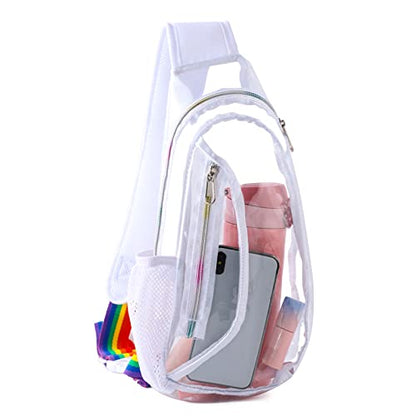 Edraco Clear Sling Sports Bag, Stadium Approved Mini PVC Crossbody Shoulder Backpack, Casual Chest Daypack for Women & Men