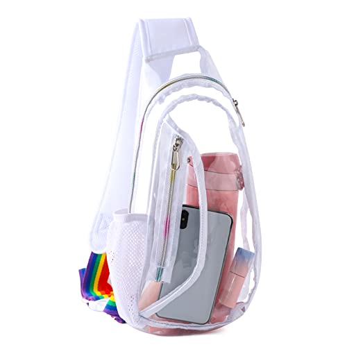 Edraco Clear Sling Sports Bag, Stadium Approved Mini PVC Crossbody Shoulder Backpack, Casual Chest Daypack for Women & Men