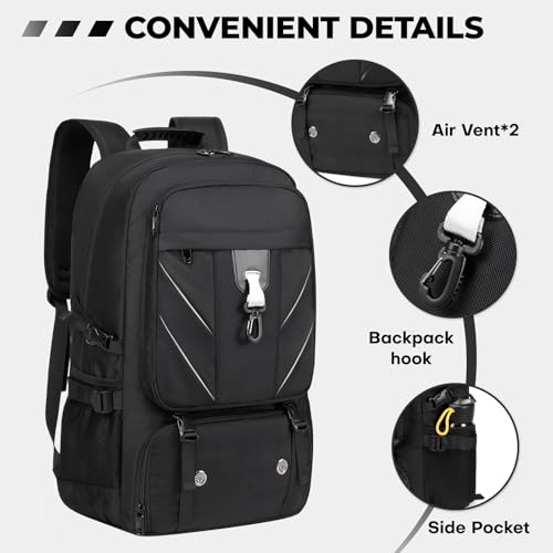 17.3 Inch gym backpack with Shoe Compartment,60L Water Resistant Anti Theft Backpacks with USB Charging Port, Airline Approved Carry on Bag Multiple Compartments,for Men Women Travel - size: 17.3 inch Travel Backpack