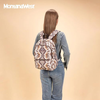 Montana West Backpack Purse for Women Western Aztec Backpack Purse Lightweight Casual Daypack for Travel - color: Brown