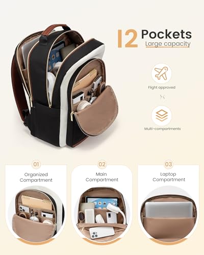 LOVEVOOK Laptop Backpack for Women, 15.6 Inch Work Business Backpack Purse for Teacher, Waterproof Nurse Bag College Bookbag for School, Casual Personal Item Travel Bag College Daypack
