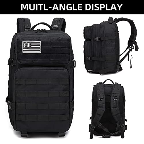 Lovelinks21 Hiking Daypacks Assault Backpack Waterproof Motorcycle Backpack Bug Out Pack Rucksack for Outdoor Hiking - color: Black