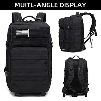 Lovelinks21 Hiking Daypacks Assault Backpack Waterproof Motorcycle Backpack Bug Out Pack Rucksack for Outdoor Hiking - color: Black