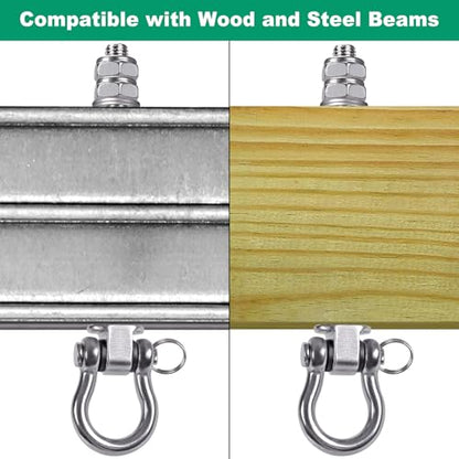 SELEWARE Heavy Duty Bearing Swing Hangers, 2 Pack Stainless Steel Swing Set Hooks for Wood and Steel Beam, for Hammock, Yoga Swing, Porch Swing, Heavy Bag, 5" x M2/5", 1500LB Capacity - color: 2 Pack Bearing Hangers (5" X M2/5" Threaded Rod)