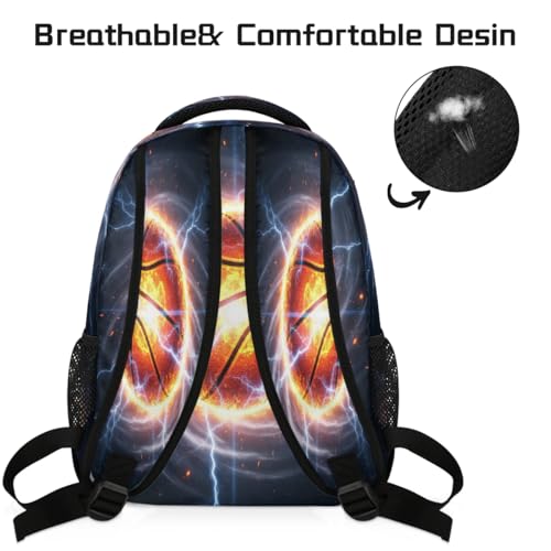 Basketball School Backpack Travel Bag for Men & Women - Lightweight Boys Girls Bookbag Daypack Fits 15.6 Inch Laptop for College Students, Middle High School, Teens