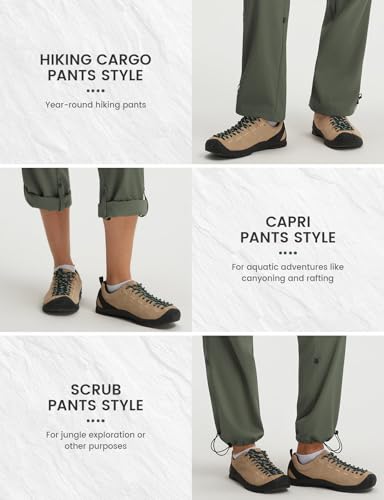 baleaf Women's Hiking Pants Lightweight Water Resistant Quick Dry Cargo Trail Pants with Zippered Pockets Summer SPF - color: Army Green, size: X-Large