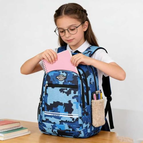 Blue Boy's schoolbag Teenage Middle School Students Bookbag Big Student Laptop Backpack For College Women Middle High School Teen Girls Bookbag Travel Daypack - color: Blue