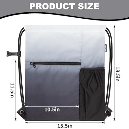 HOLYLUCK Men & Women Outdoor Sport Gym Sack Waterproof Drawstring Backpack Bag (Standard with drawstring, Gradient Black) - color: Gradient Black, style: Standard With Drawstring