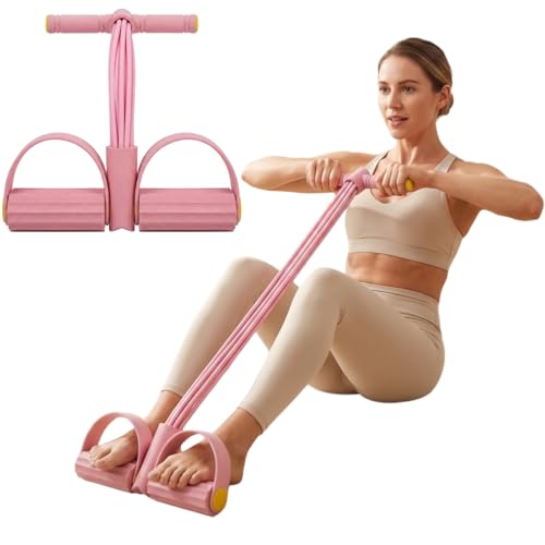 Handles for Elastic Resistance Tube Multifunction Fitness Training Pull Exercise Bands Abdomen/Waist/Arm/Leg Device Foot Handle, with Pedal Rope Fashion Tension Stretching 8 Puller Band Pedal(Pink)