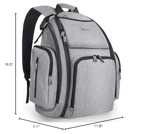 Mancro Diaper Bag Backpack, Large Multifunction Waterproof Travel Baby Changing Bag for Dad Mom with 4 Insulated Pockets and Stroller Straps, Maternity Baby Bag for Boys Girls, Grey - color: Austere Grey