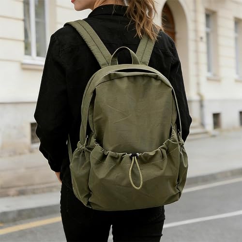 Simple Backpack for Women Men, Aesthetic Medium Backpack Lightweight Casual Daypack Cute Bookbag for Women Men (Green, 38x26x10cm) - color: Green