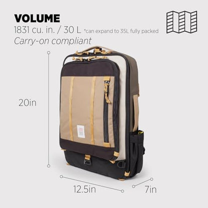 Topo Designs Global Travel Bag – 30L or 40L - Carry-On Compliant Most Airlines, Durable Travel Duffel Bag, Clam Shell Main Pocket, Laptop Sleeve, Backpack, Luggage (30L / Woodland/Elmwood) - color: Woodland/Elmwood, size: 30L