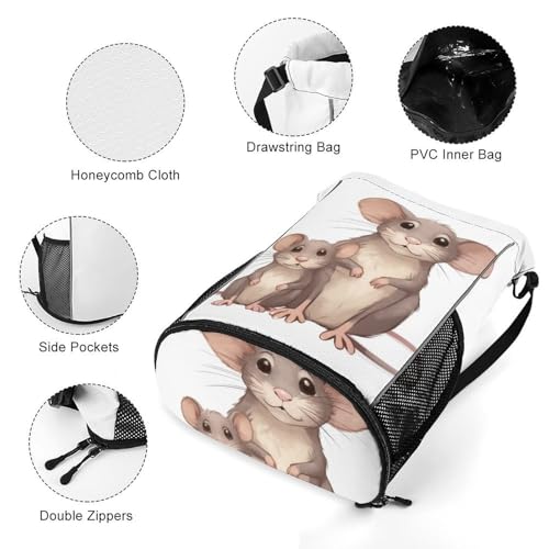 Drawstring Gym Backpack with Shoe Compartment And Wet Pocket, 28L Lightweight Waterproof Rats Sports Backpack for Workout Swim Beach Travel String Bag for Men Women