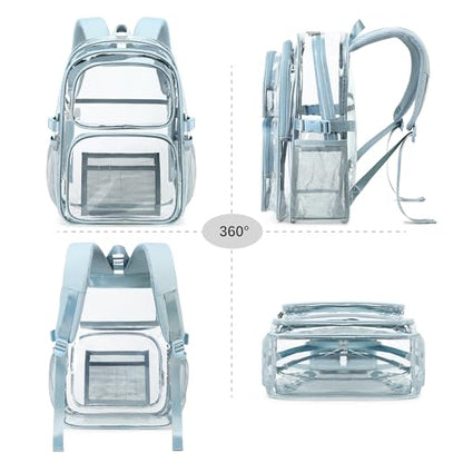abshoo Large Heavy Duty Clear Backpack For School Bookbag Transparent Multi Pocket Backpacks (Blue) - color: Blue