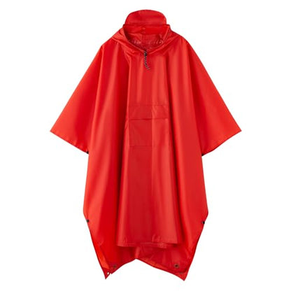 Hooded Waterproof Raincoat, Unisex Outdoor Hiking Camping Mat and Small Tent - color: Red