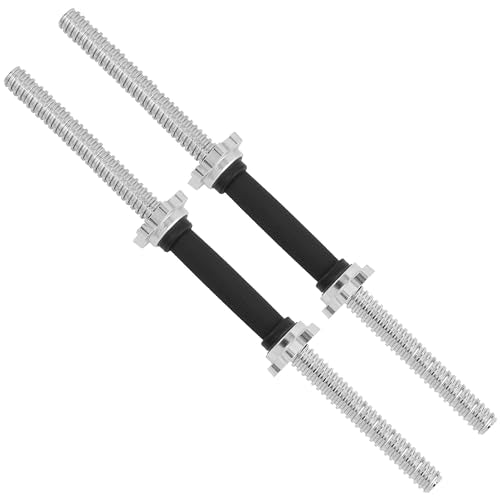 Yes4All Threaded Dumbbell Handles, Adjustable Dumbbell Bar Pair, 14/16/18/24-Inch Sizes, Fits 1" or 1.15" Plates, Non-Slip Grip, Secure Star-Lock Collars - color: 24" - Chrome & Rubber - Silver, size: 1 inch