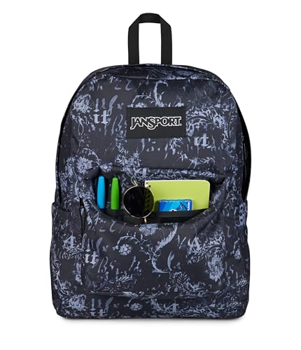JanSport SuperBreak Plus Backpack with Padded 15-inch Laptop Sleeve and Integrated Bottle Pocket - Spacious and Durable Daypack for Work and Travel, Afflicted Black/Charcoal/Dk Grey - color: Afflicted Black/Charcoal/Dk Grey
