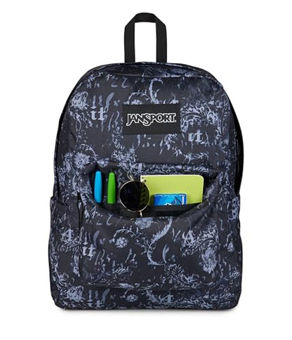 JanSport SuperBreak Plus Backpack with Padded 15-inch Laptop Sleeve and Integrated Bottle Pocket - Spacious and Durable Daypack for Work and Travel, Afflicted Black/Charcoal/Dk Grey - color: Afflicted Black/Charcoal/Dk Grey