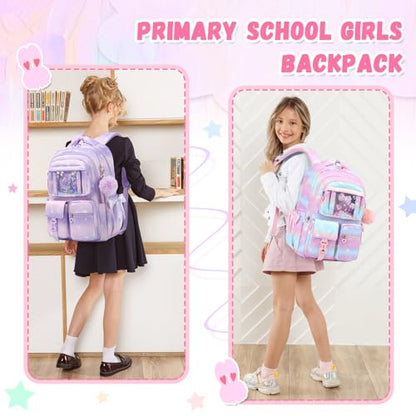 PIG PIG GIRL Kids Backpack for Girls - School Bags for Middle School Students - Book Bag for Elementary Primary - Kawaii Ita Backpack - Pink Planet - color: Pink Planet
