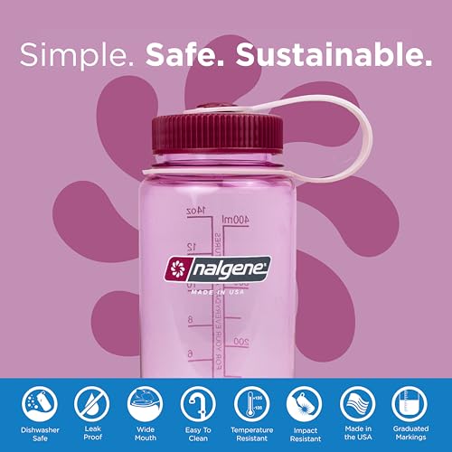 Nalgene Sustain Tritan BPA-Free Water Bottle Made with Material Derived from 50% Plastic Waste (using ISCC certified mass balance), 16 OZ, Wide Mouth, Cosmo (Pack of 6) - color: Cosmo, size: 16.9 Ounces (Pack of 6)