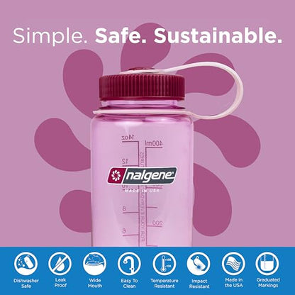 Nalgene Sustain Tritan BPA-Free Water Bottle Made with Material Derived from 50% Plastic Waste (using ISCC certified mass balance), 16 OZ, Wide Mouth, Cosmo (Pack of 6) - color: Cosmo, size: 16.9 Ounces (Pack of 6)