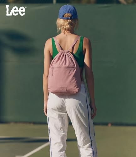 Lee Drawstring Backpack Bag Lightweight Small Gym Swim Beach Bag Water Resistant Sports Sackpack for Men Women, LEE48-002DPK - color: Dark Pink