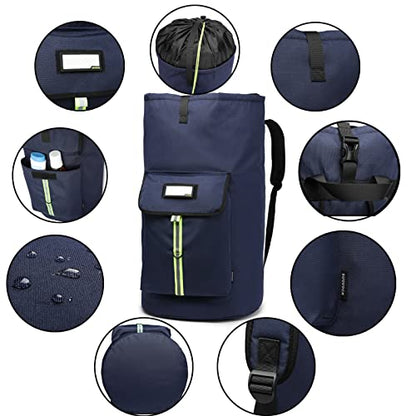 laundry bag backpack,extra-large heavy duty laundry bags,laundry backpack for college students,drawstring closure (Dark blue laundry bag backpack) - color: Dark Blue Laundry Bag Backpack
