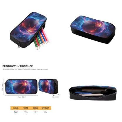 Fire Basketball Backpack for School Boys Backpack with Lunch Box Water Bottle Carrier with Strap and Soft Pencil Case 4PCS Set Bookbag with Front Pocket 17 inch Sturdy School Bag for Kids - color: Fire Basketball-1